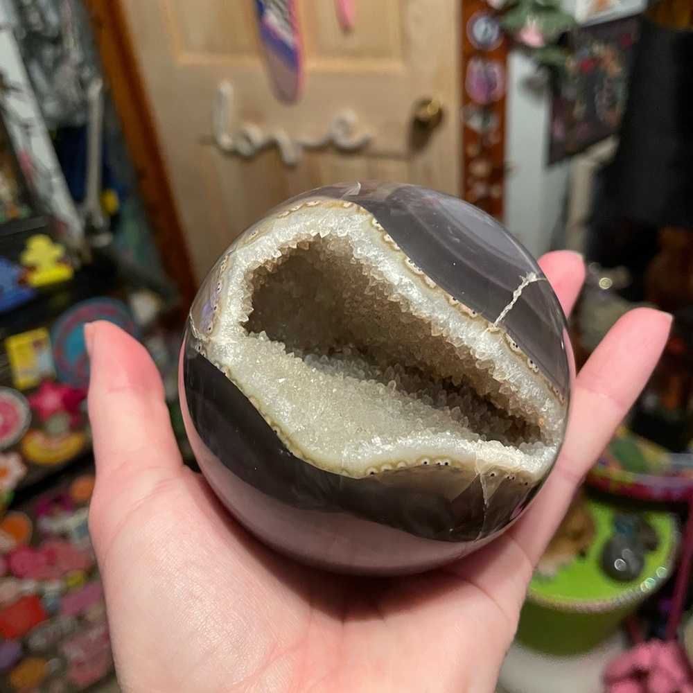 Agate druzy sphere